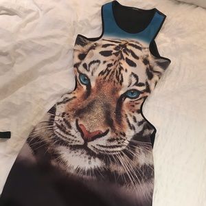Forever 21 tiger face cut out bodycon dress